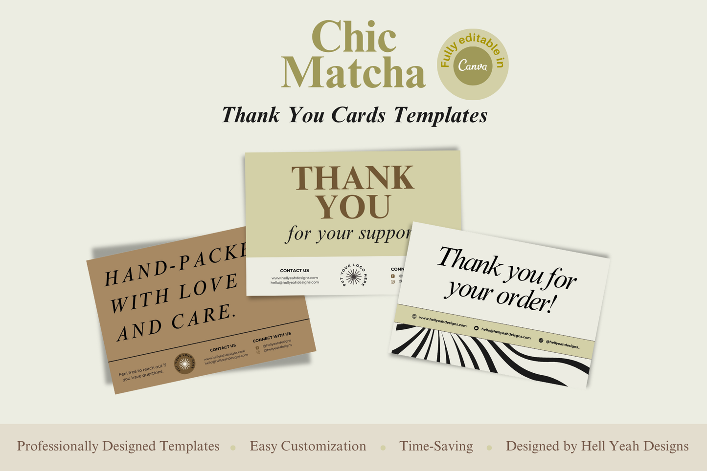 Chic Matcha Thank You Cards Templates