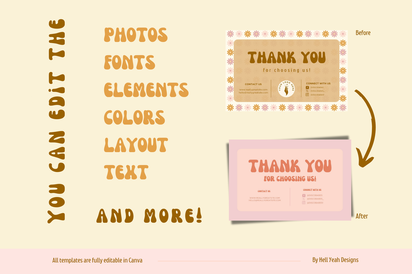 Retro Groove Thank You Card Templates