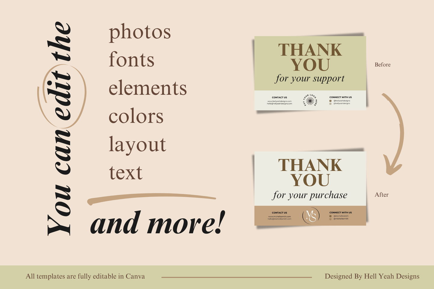 Chic Matcha Thank You Cards Templates