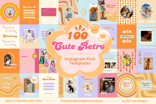 100 Cute Retro Instagram Post Templates