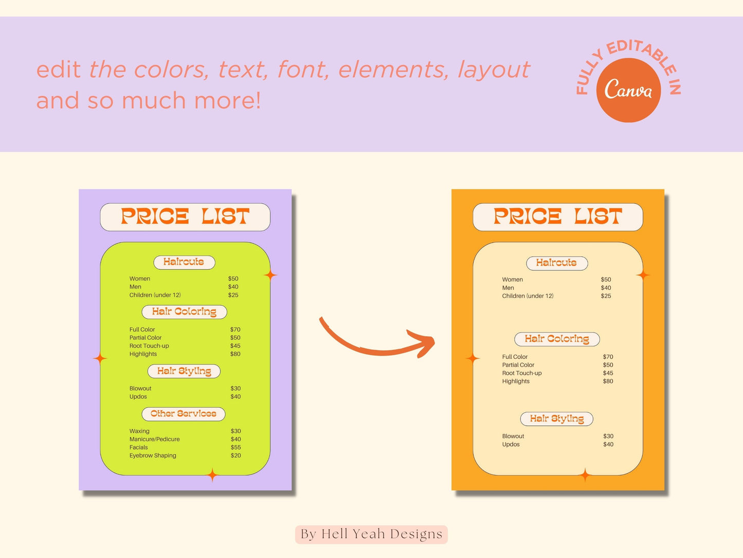 Funky Price List Template