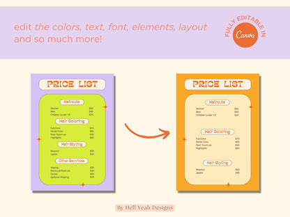 Funky Price List Template