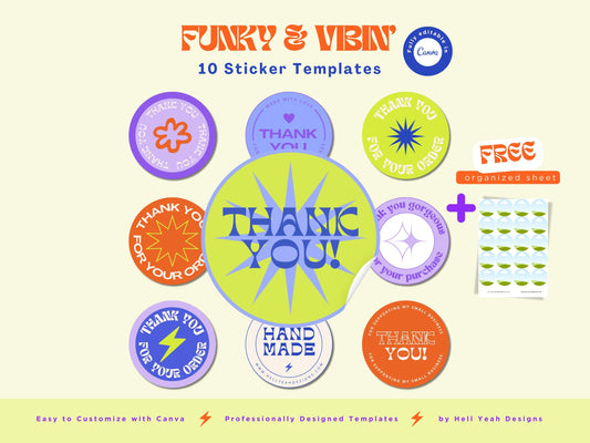 Funky & Vibin' Round Sticker Templates