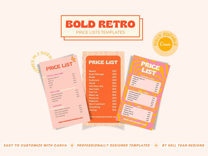 Bold Retro Price Lists Templates