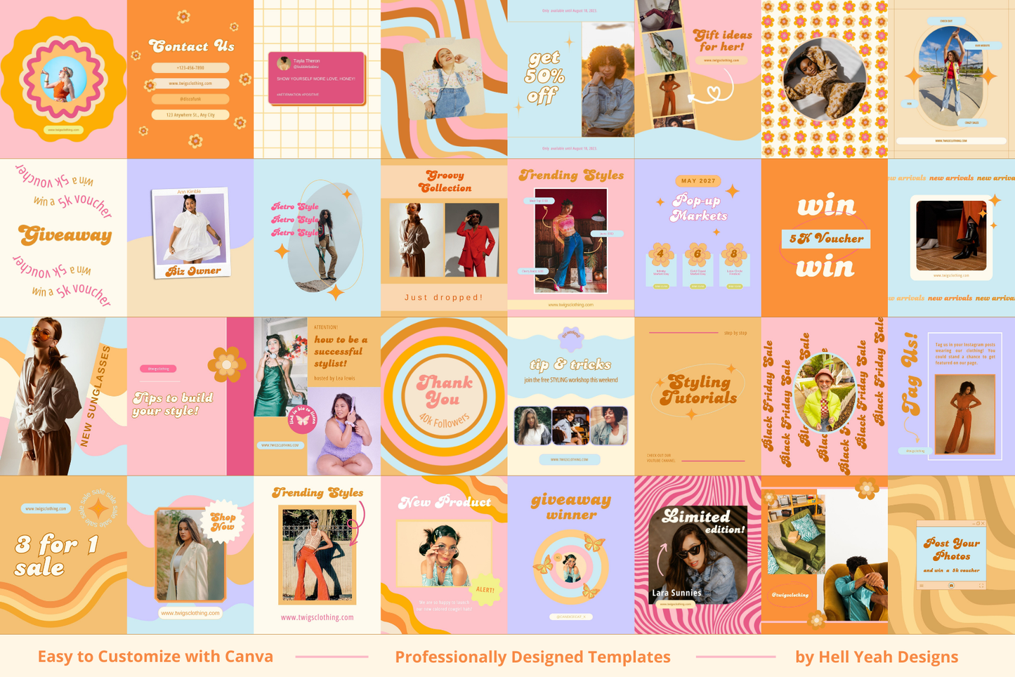 100 Cute Retro Instagram Post Templates