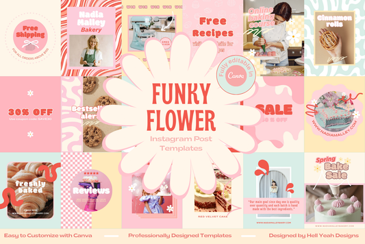 Funky Flowers Bakery Instagram Posts Templates