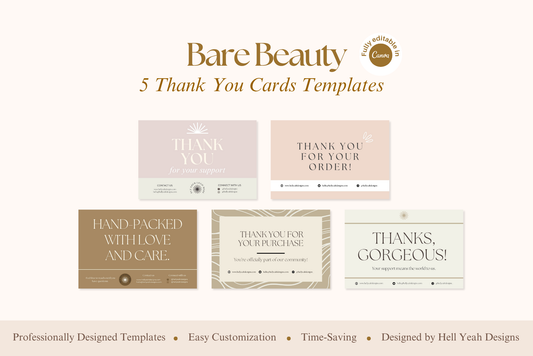 Bare Beauty Thank You Cards Templates